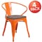 Flash Furniture Orange Metal Chair with Wood Seat and Arms, PK4 4-CH-31270-OR-WD-GG - alternate 2